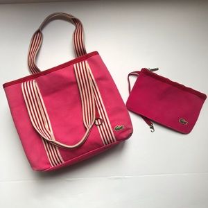 Lacoste Pink Tote with Detachable Pouch